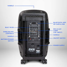 Load image into Gallery viewer, 12” Portable PA Speaker with Rechargeable Battery